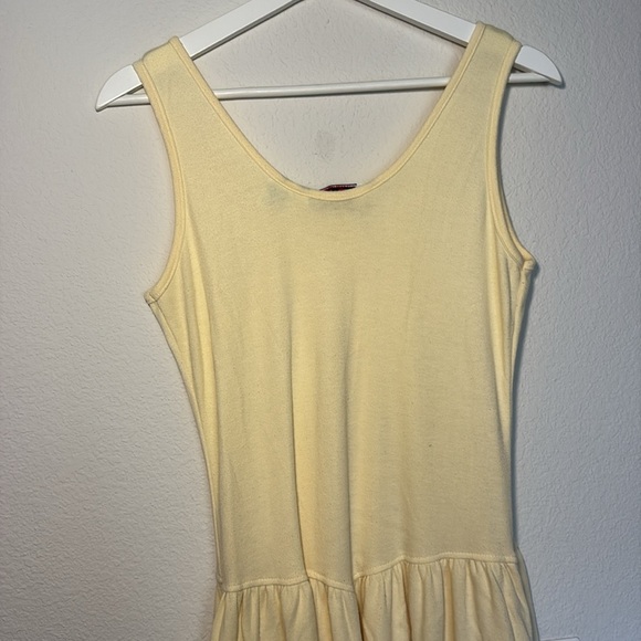 VINTAGE Butter Yellow Drop Waist Button Pockets Dress large - Picture 6 of 7